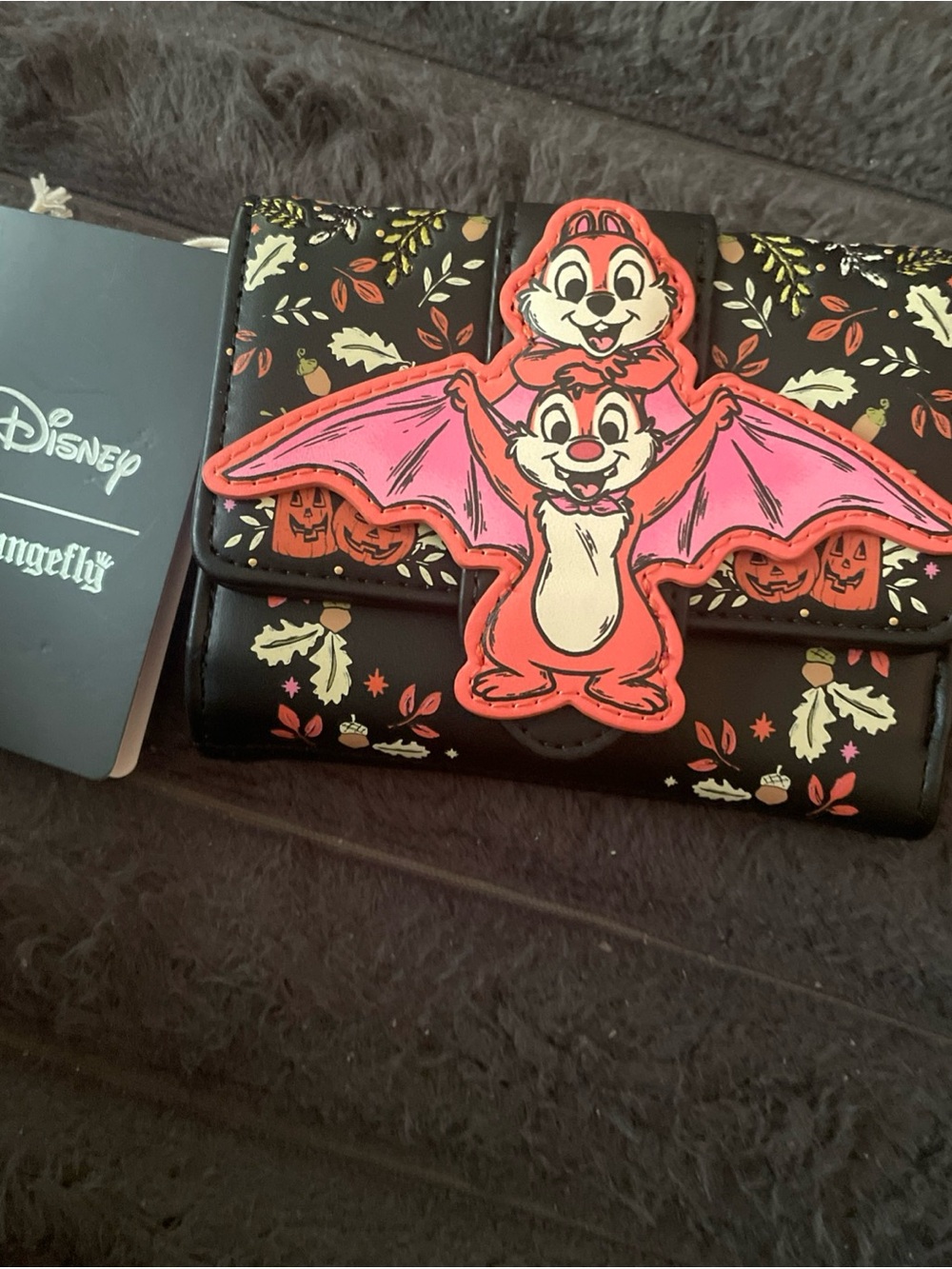 Loungefly Disney Chip and Dale Stacked Pink And Orange Bat Wallet